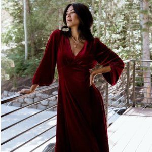 Baltic Born Adelita Large Merlot Velvet Maxi Dress